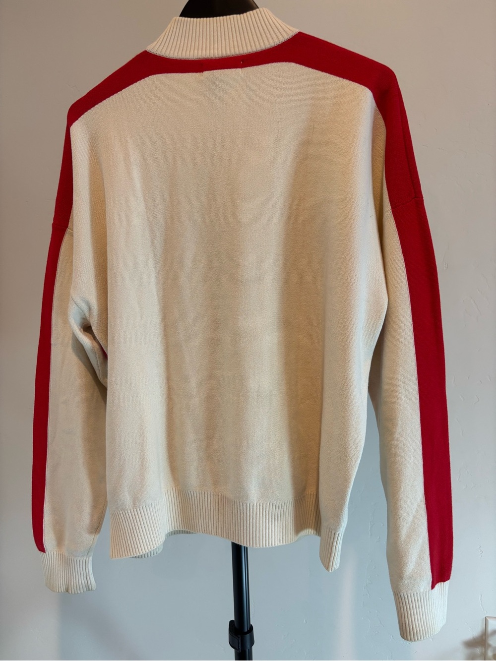 Zara Red Cream Colorblock Quarter-Zip Sweater Men’s M - Picture 2 of 6